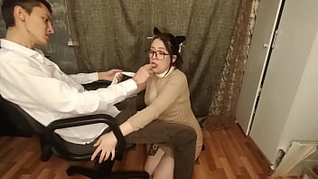 A submissive pregnant wife on a leash with her partner