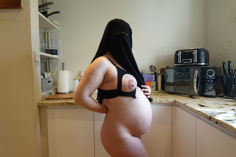 Pregnant Wife in Muslim Niqab and Nursing Bra